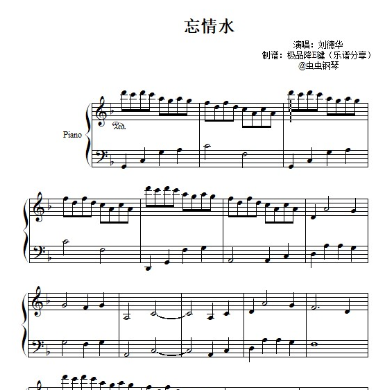 忘情水（刘德华）2022倾心优化-钢琴谱