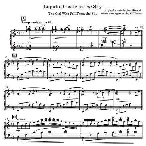 Laputa Castle in the Sky 君をのせて(final)-钢琴谱