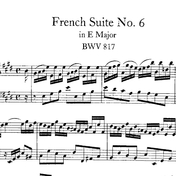 法国组曲第六首E大调钢琴简谱 数字双手
