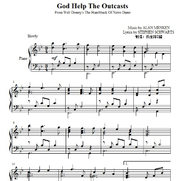 God Help The Outcasts2022倾心制谱-钢琴谱