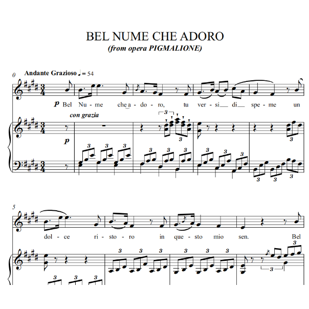 BEL NUME CHE ADORO钢琴简谱 数字双手