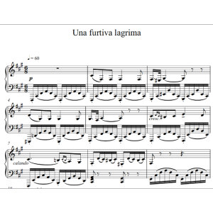 UnaFurtiva Lagrima钢琴简谱 数字双手