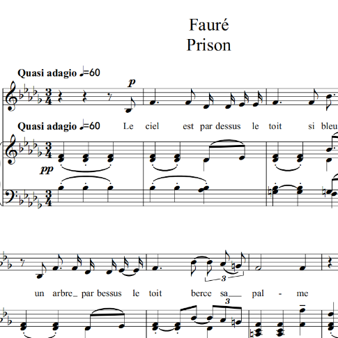 Fauré Prison钢琴简谱 数字双手