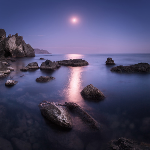 夜空下的海滩钢琴简谱 数字双手