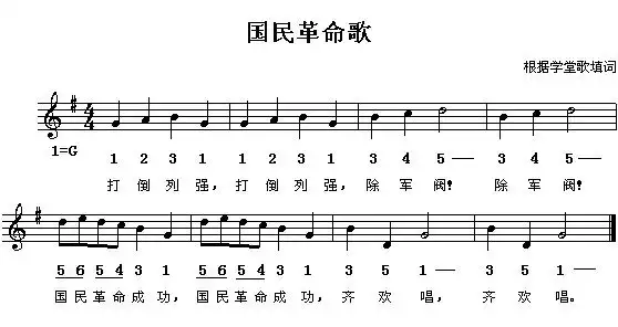 国民革命歌简谱-虫虫乐谱