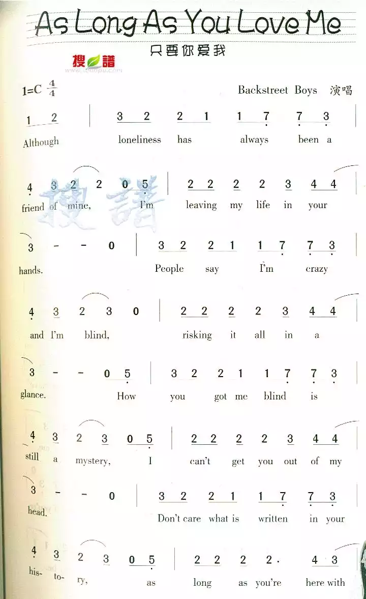 As Long As You Love Me简谱-虫虫乐谱