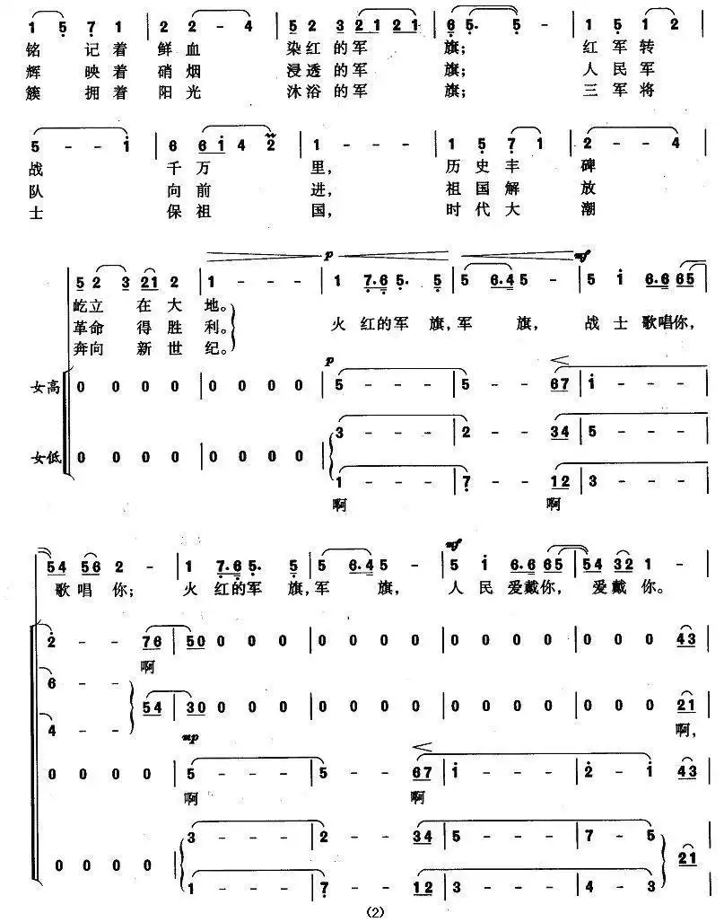 军旗颂（陈奎及词 王祖皆、张卓娅曲）简谱-虫虫乐谱
