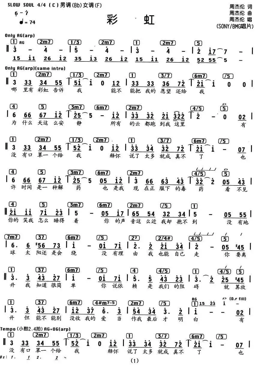 彩虹（编配乐谱）简谱-虫虫乐谱