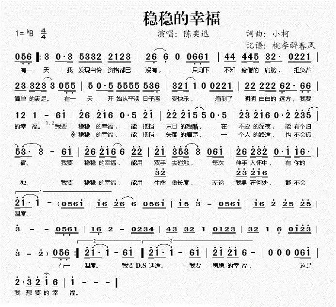 陈奕迅-稳稳的幸福简谱-虫虫乐谱
