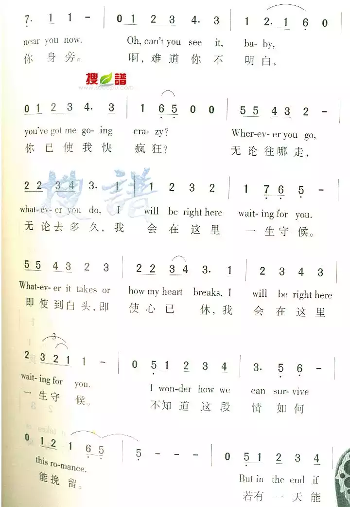 Right Here Waiting简谱-虫虫乐谱