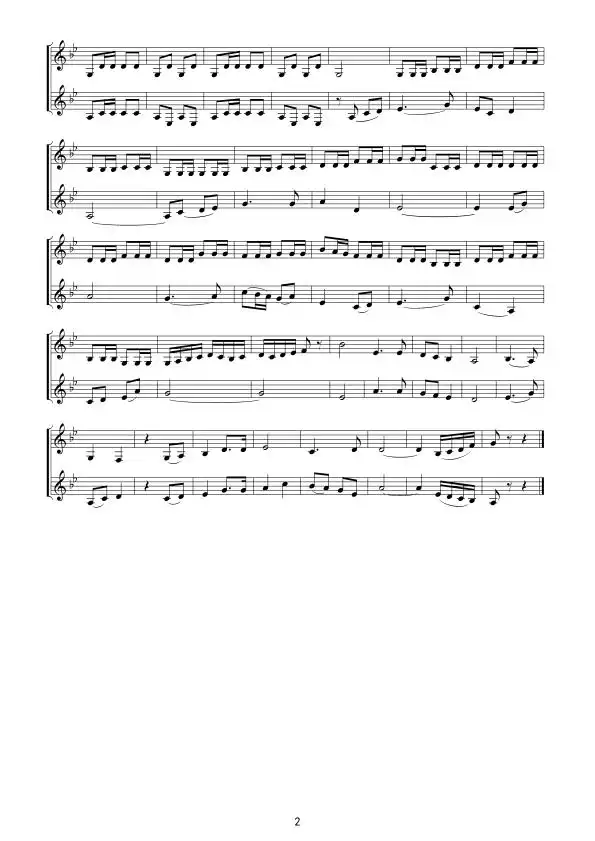 让我们荡起双浆（二胡重奏）线谱简谱-虫虫乐谱