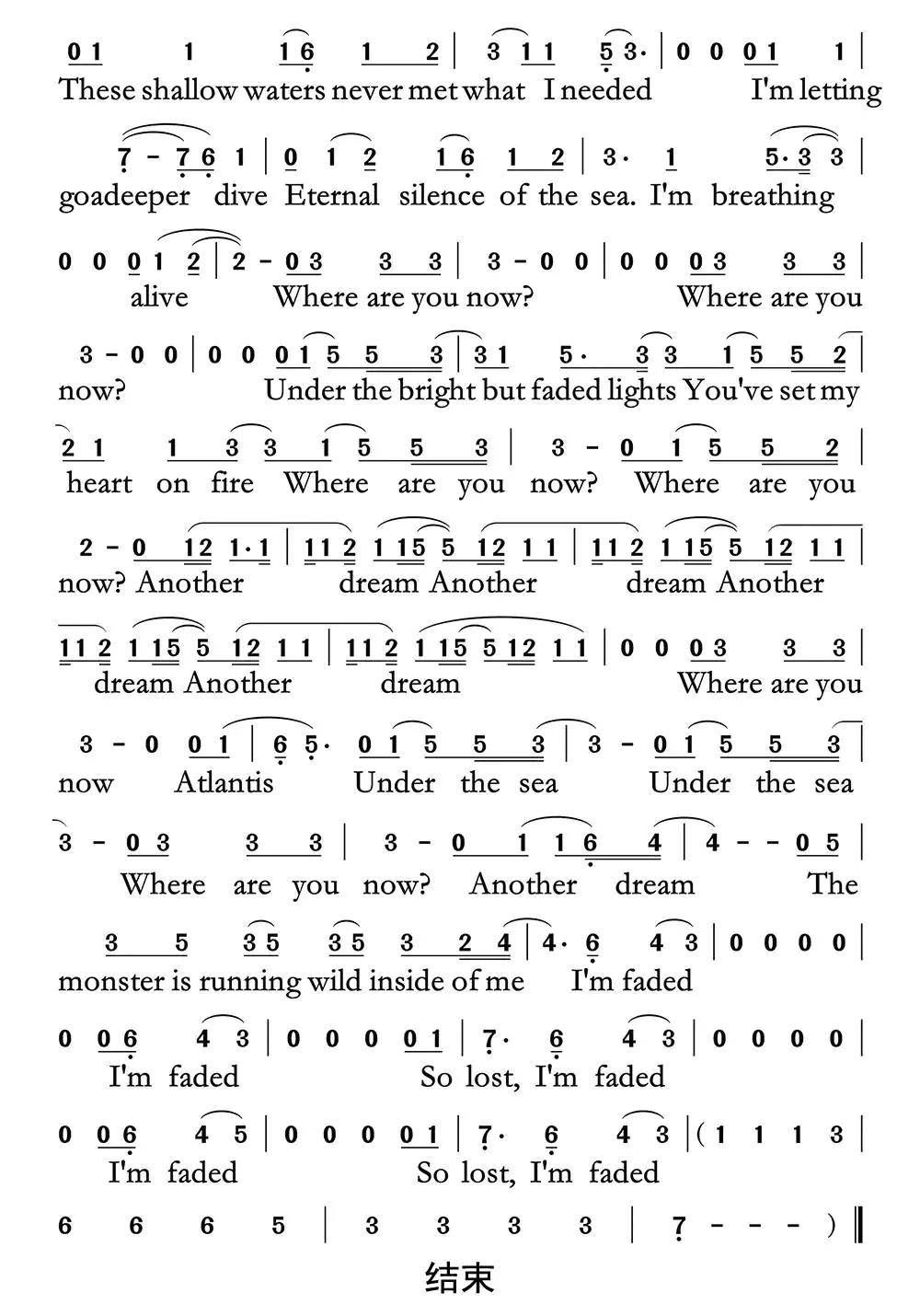 Faded简谱-虫虫乐谱