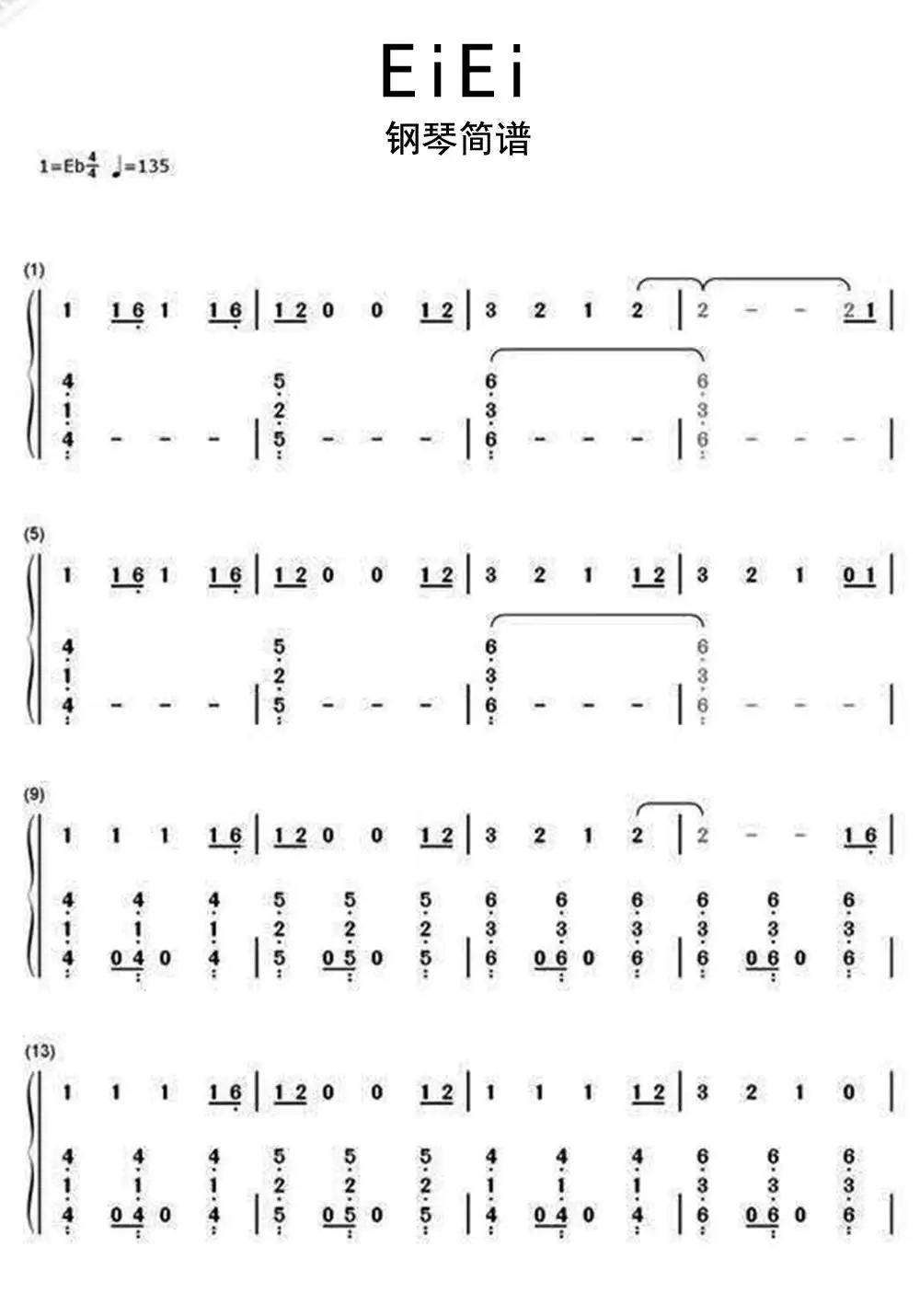 eiei(偶像练习生主题曲)钢琴...简谱-虫虫乐谱