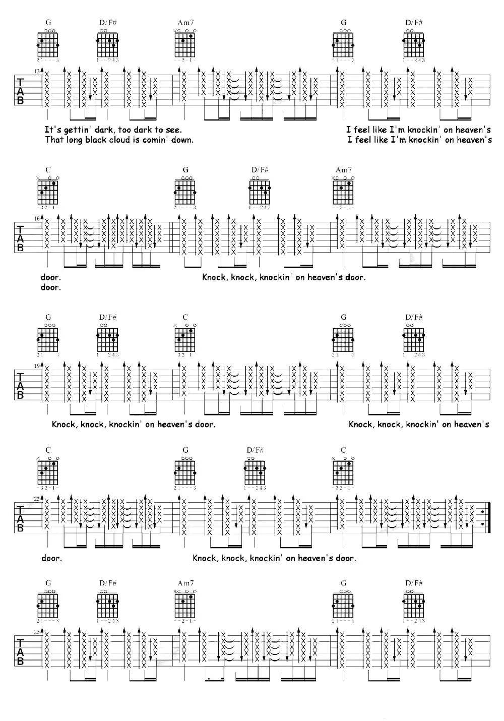Knockin`-on-Heaven`s-Door吉...简谱-虫虫乐谱