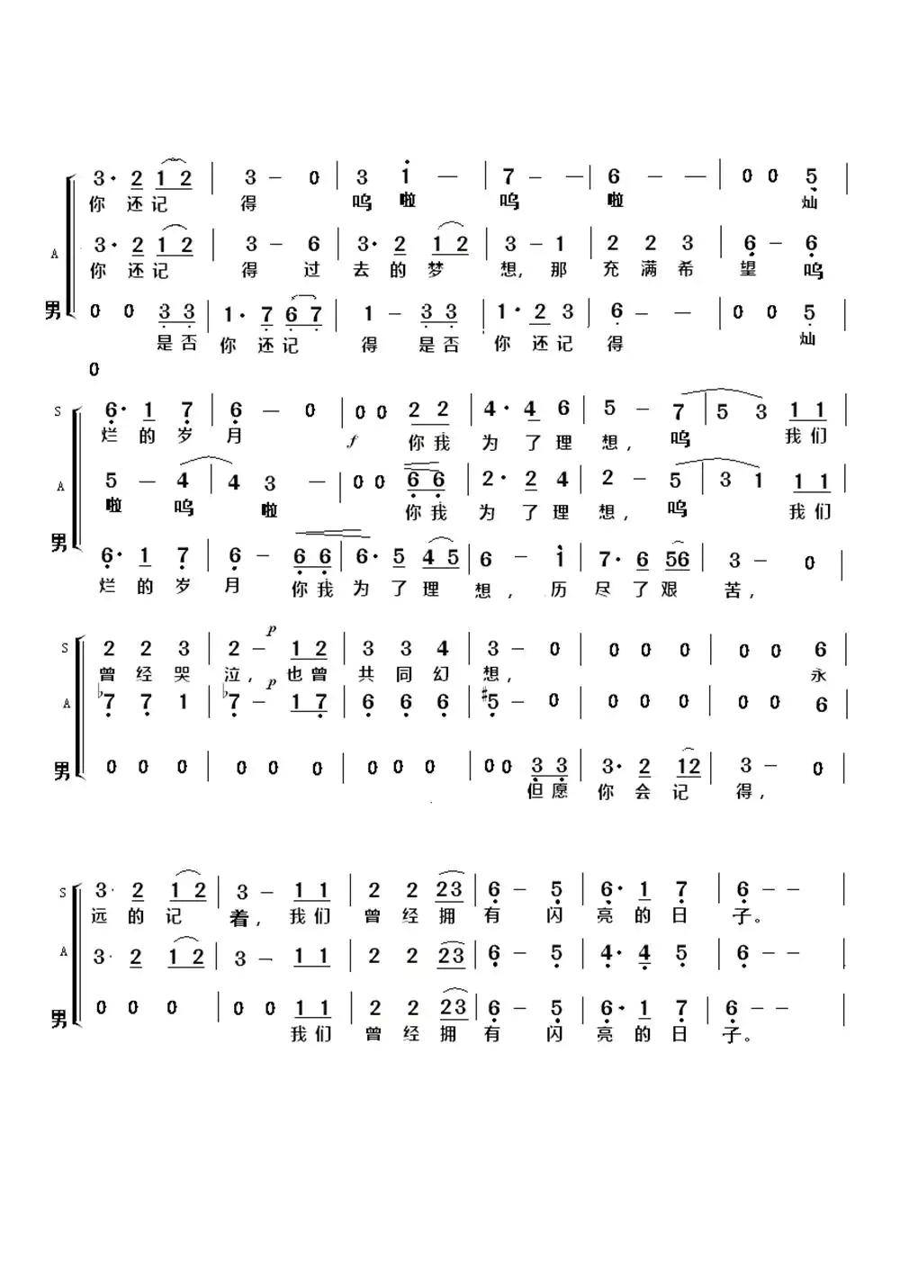 闪亮的日子歌谱乐谱简谱-虫虫乐谱