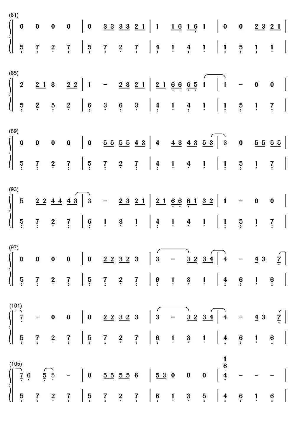 Let Her Go钢琴简谱-虫虫乐谱