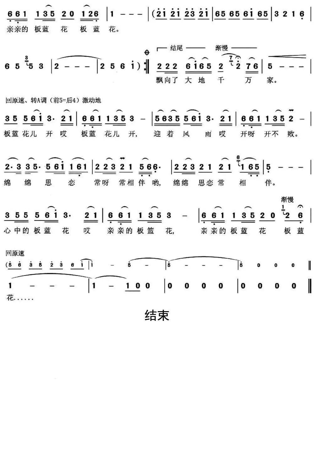 板蓝花儿开简谱-虫虫乐谱