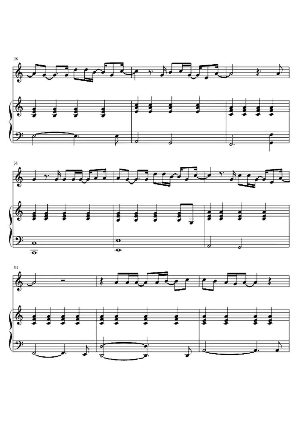 爱很简单小提琴谱钢琴谱乐谱简谱-虫虫乐谱