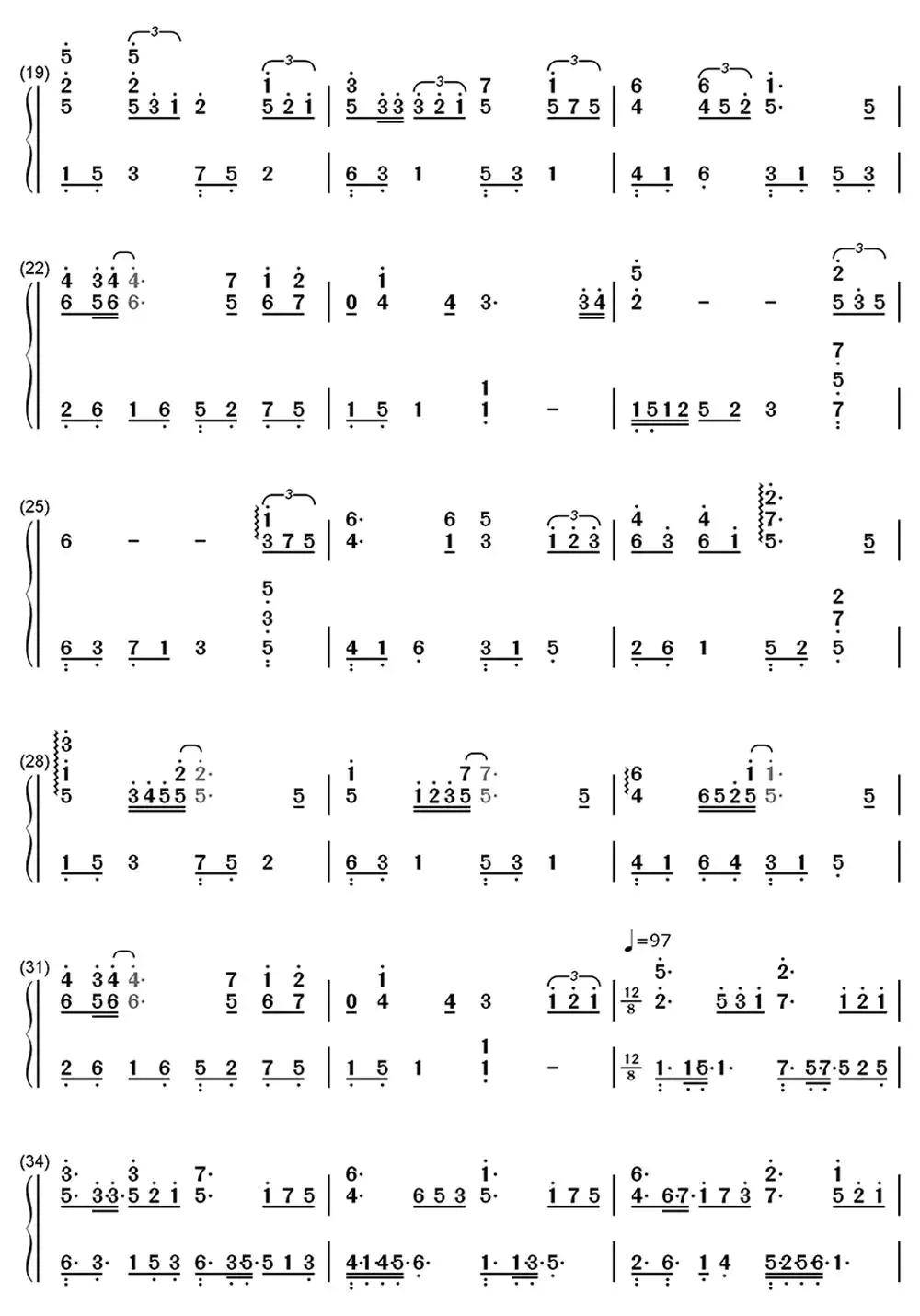 遥远的你钢琴简谱乐谱