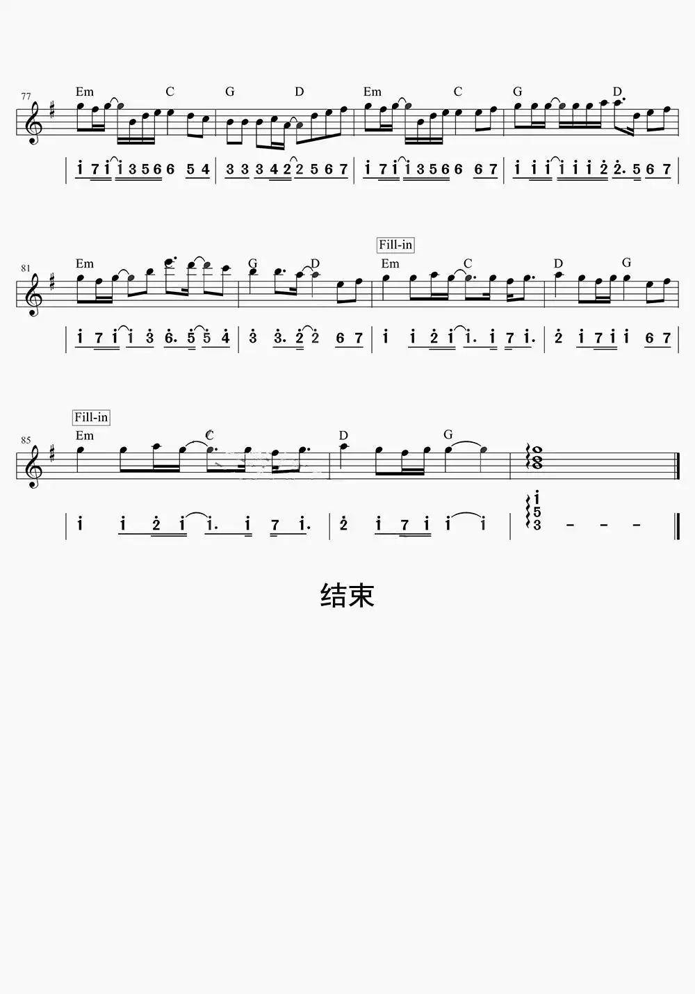 平凡之路电子琴谱乐谱简谱-虫虫乐谱