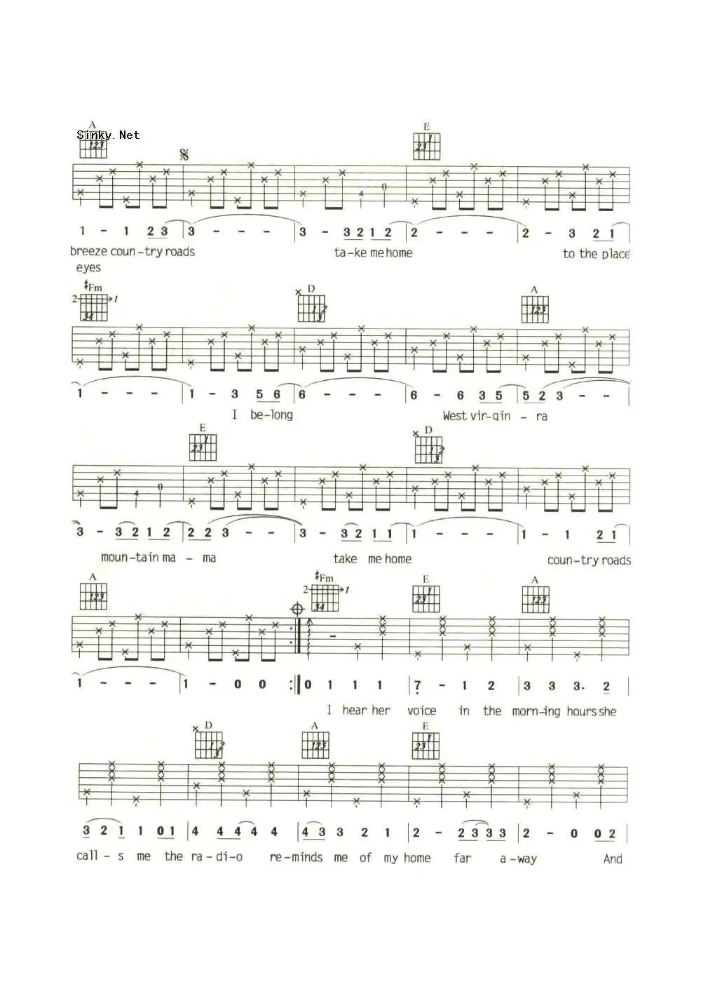 Take-Me-Home-Country-Road(...简谱-虫虫乐谱