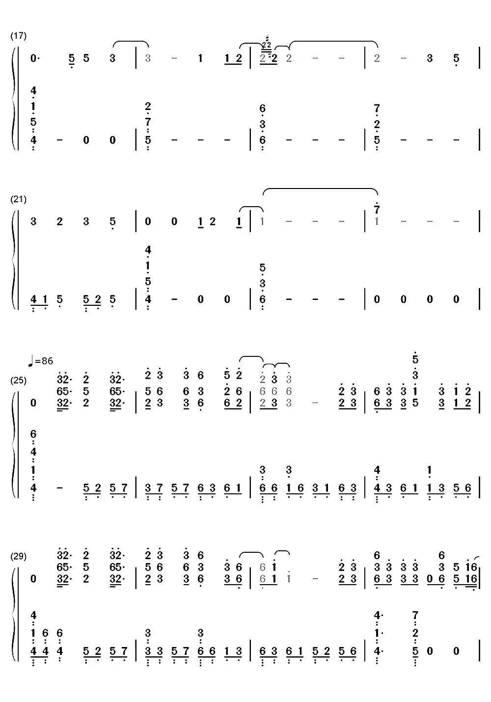 山海钢琴谱简谱-虫虫乐谱