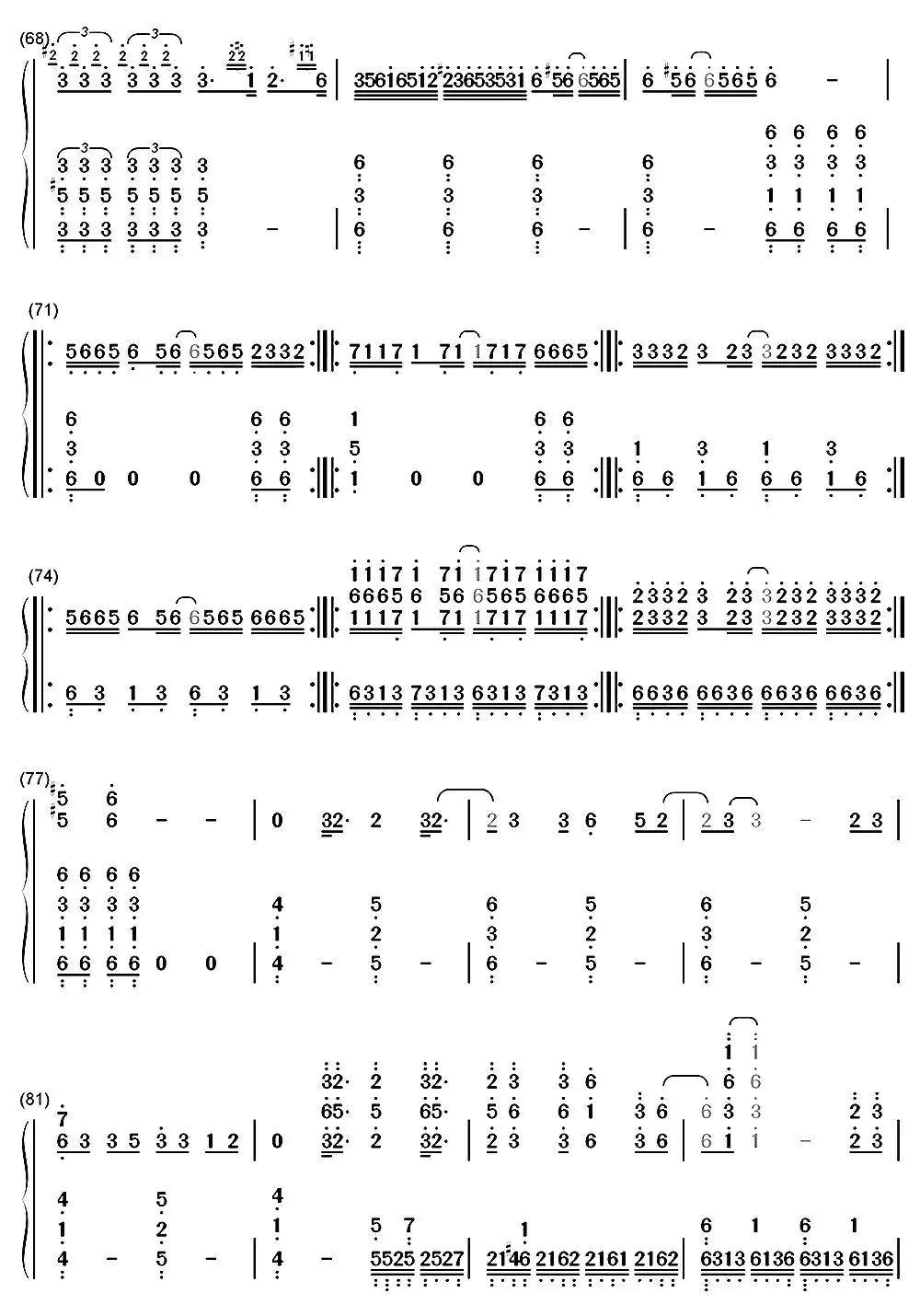 山海钢琴谱简谱-虫虫乐谱
