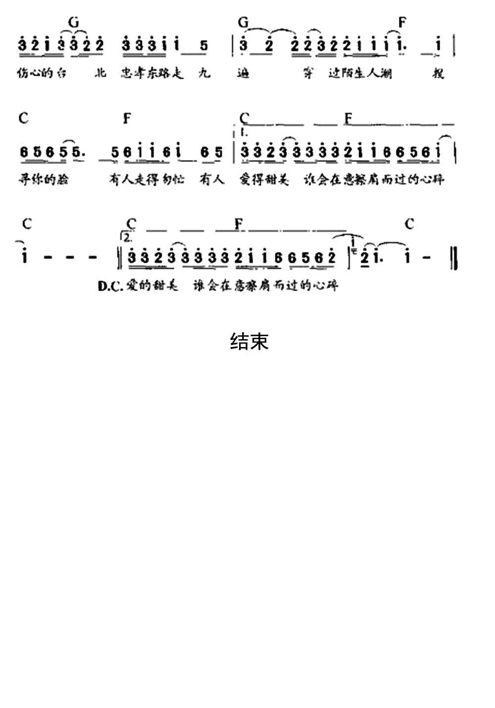忠孝东路走九遍简谱-虫虫乐谱