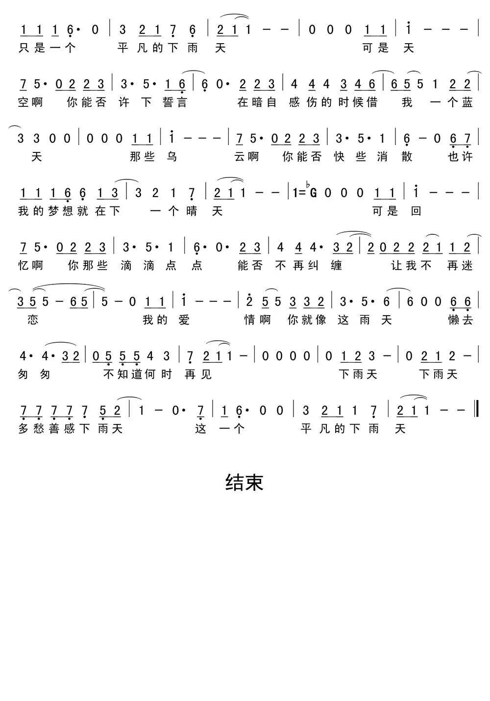 關注吉他譜0份曲譜信息調式難度還原度制譜師總瀏覽量指彈下雨天甘種