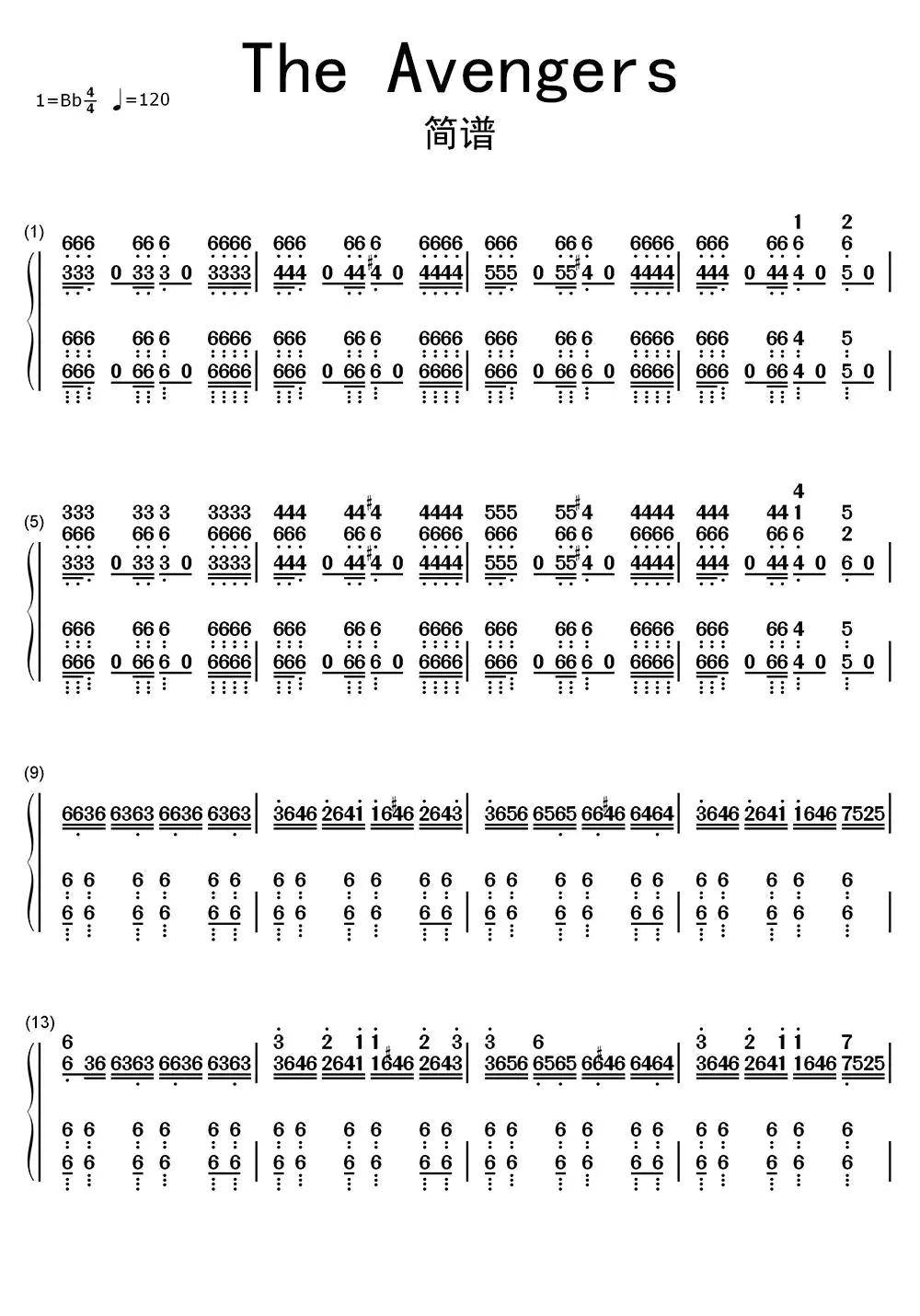 theavengers简谱乐谱