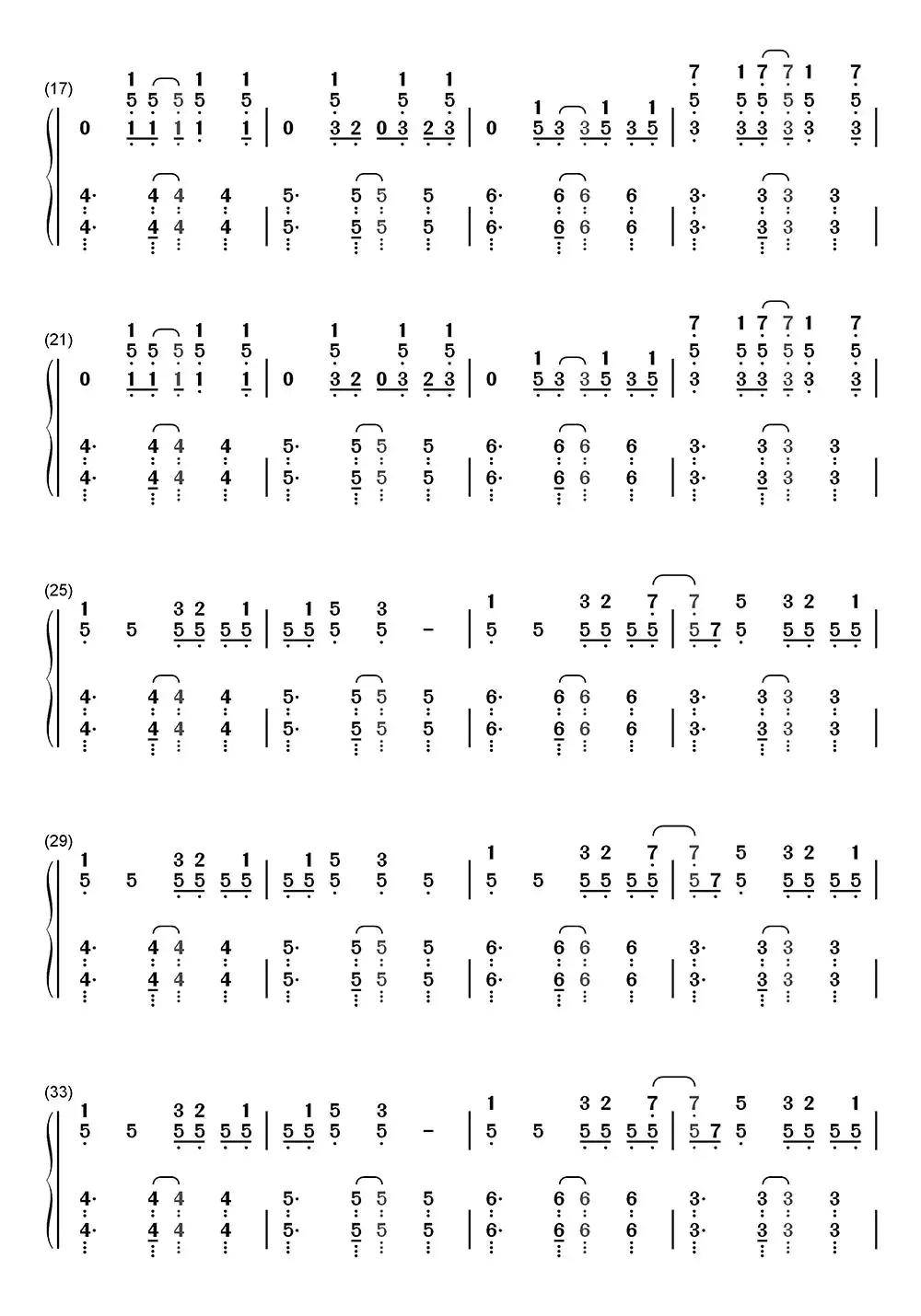 溯 Reverse钢琴数字简谱-虫虫乐谱
