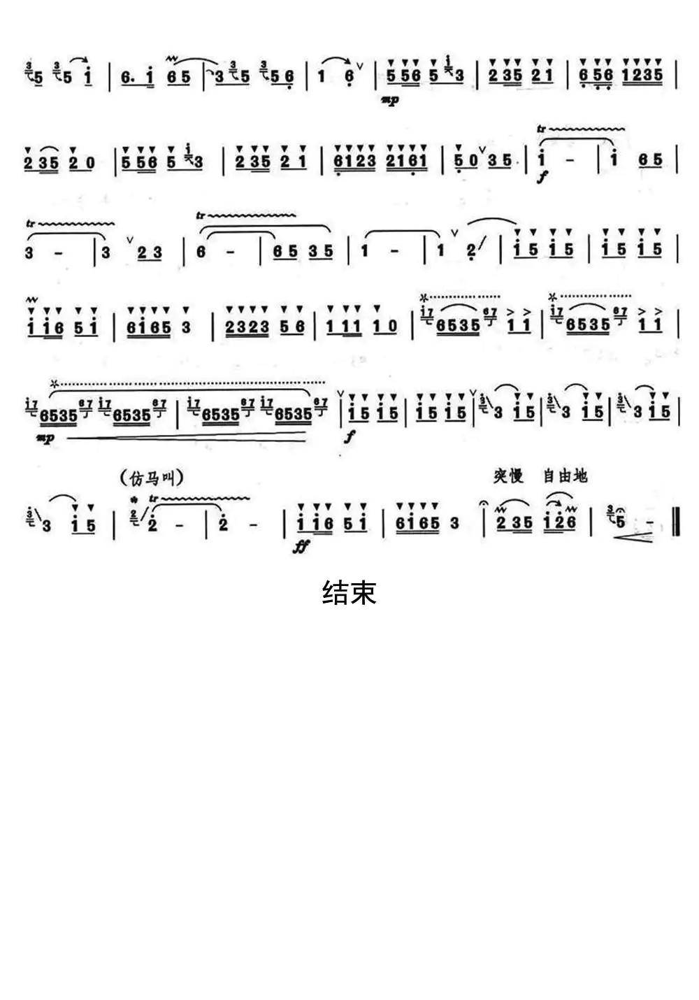 扬鞭催马运粮忙笛子独奏曲谱...简谱-虫虫乐谱