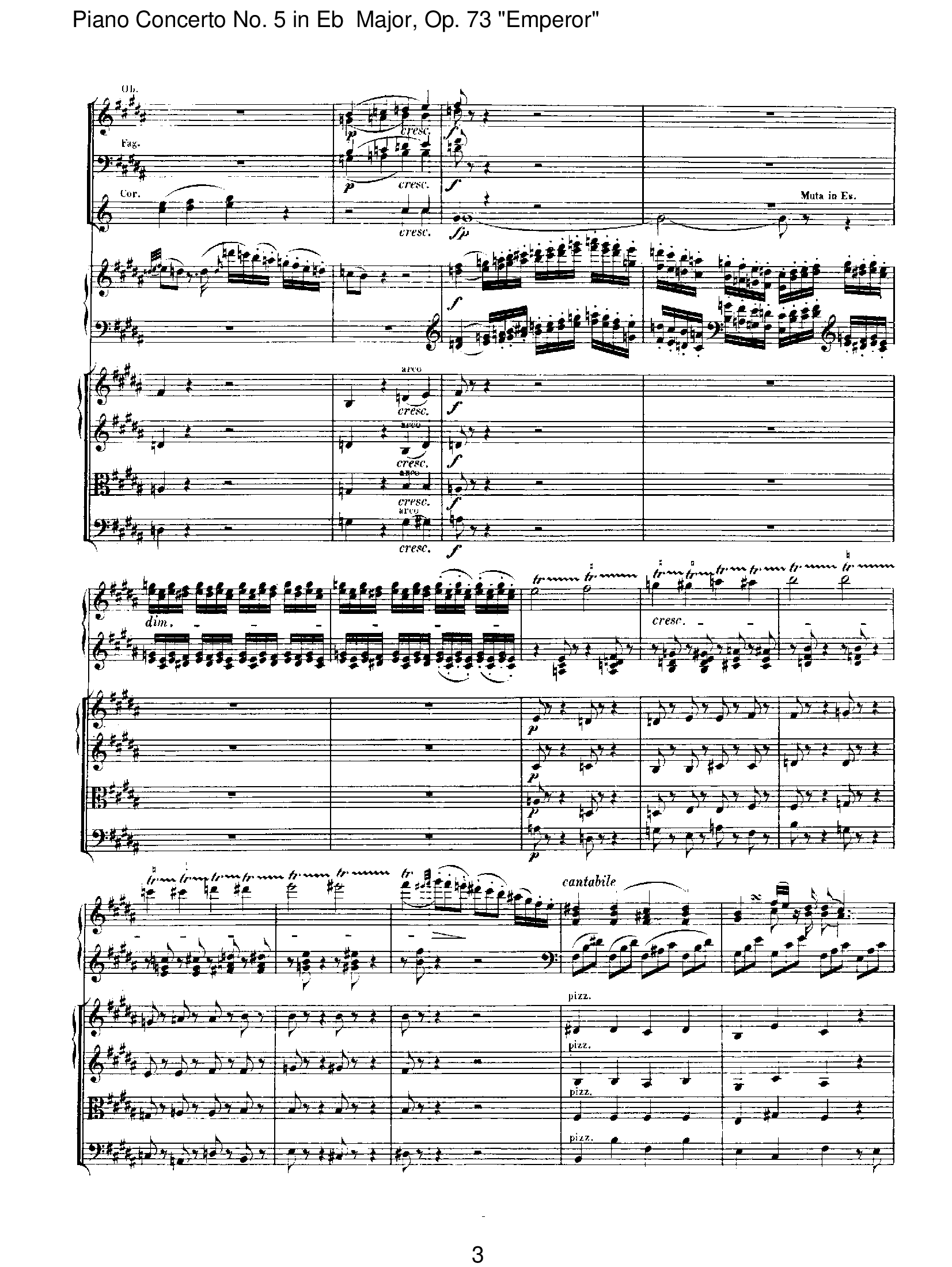 第五钢琴协奏曲“皇帝”第二乐章总谱