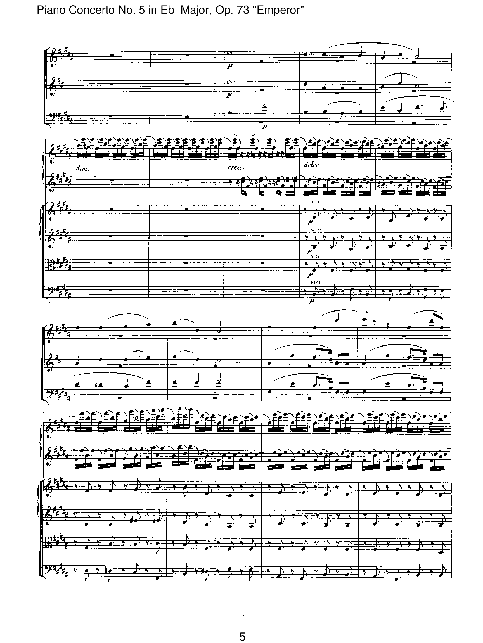 第五钢琴协奏曲“皇帝”第二乐章总谱