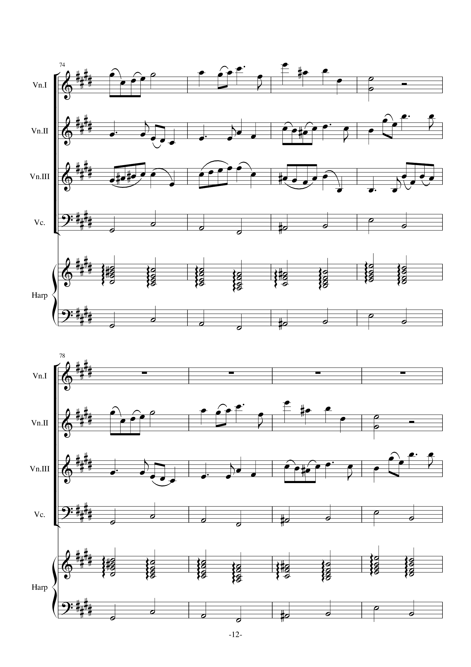 H21-E大调卡农（3小提1大提1竖琴）