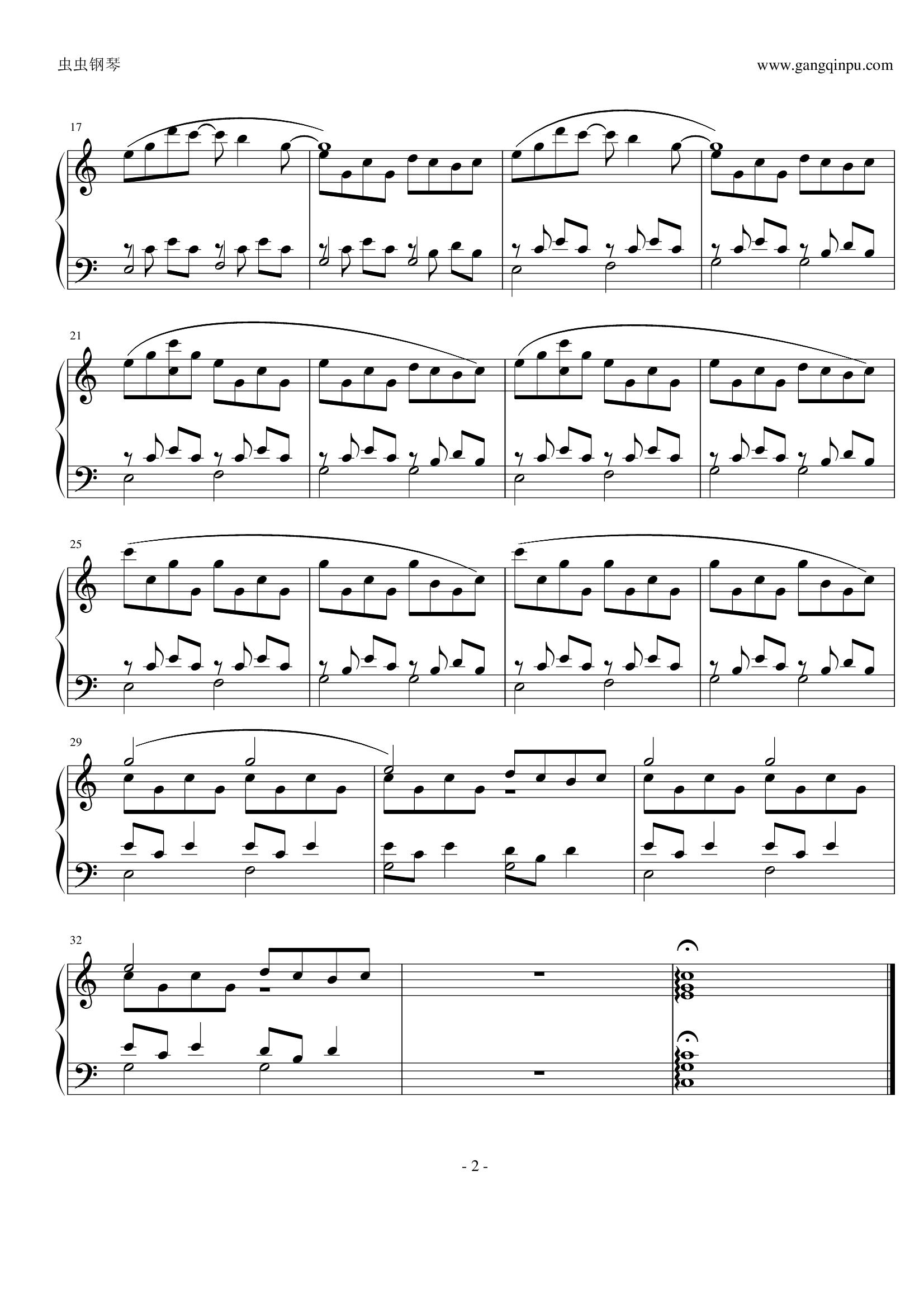 angel 不能说的秘密插曲钢琴谱-c调-虫虫乐谱