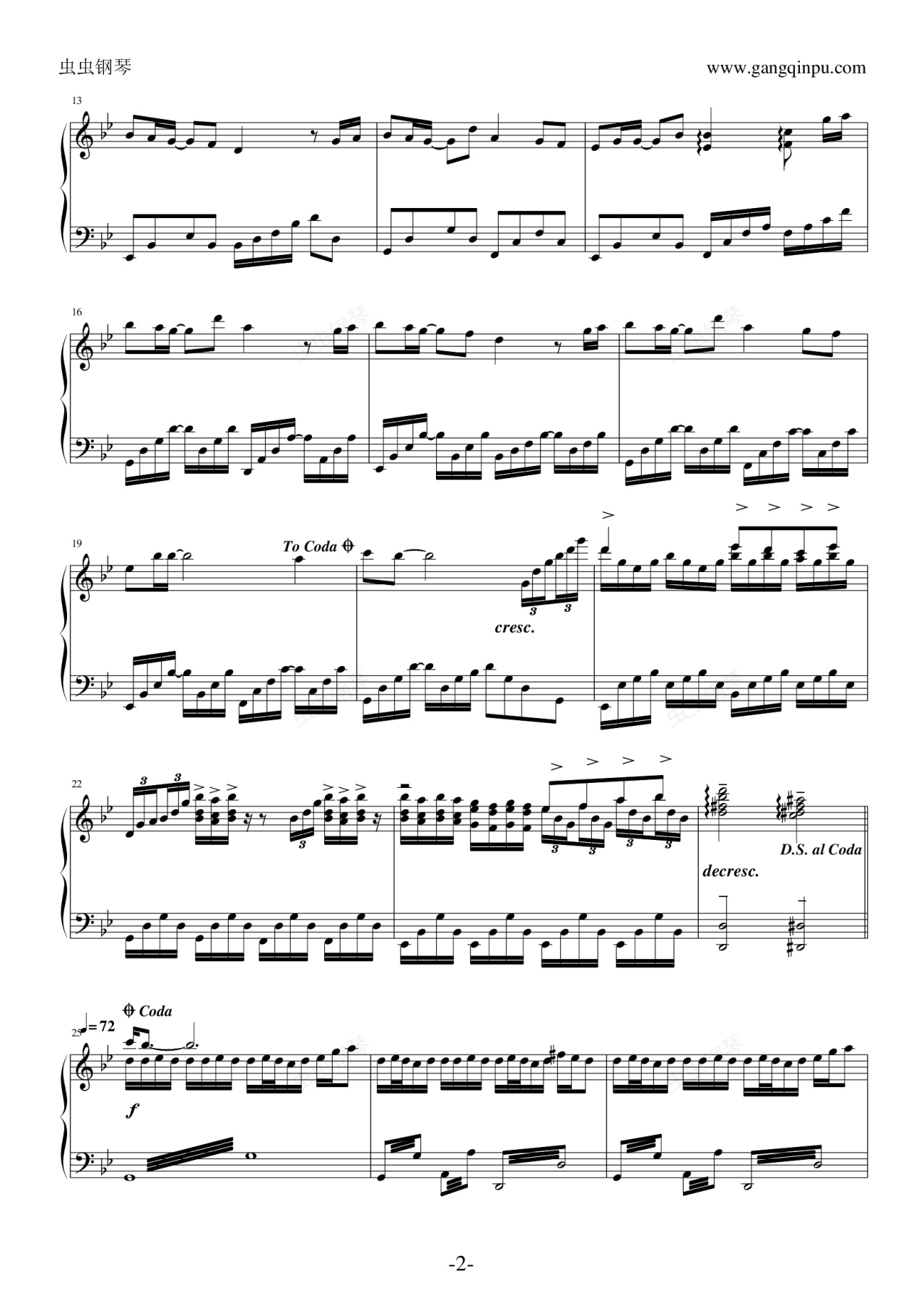 千年之恋钢琴谱-冰羽寒-虫虫钢琴