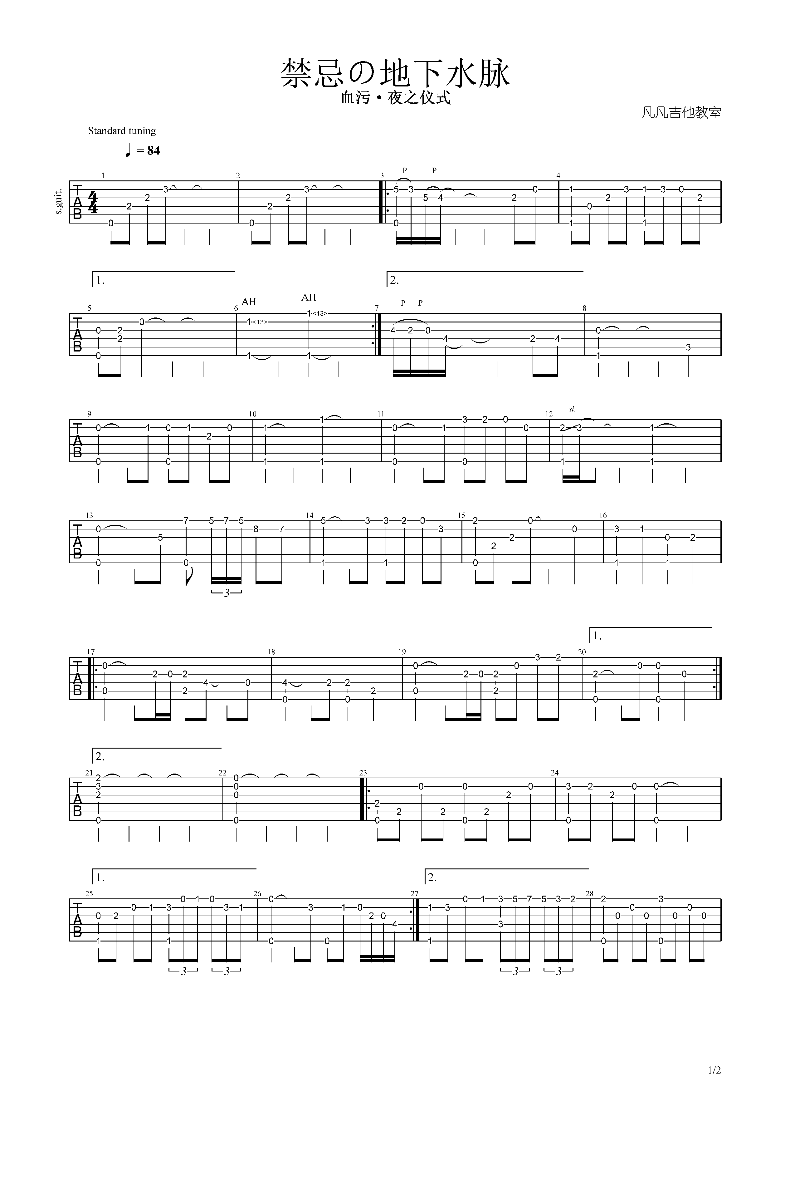 【乐队总谱】Metallica《Enter Sandman》GTP总谱 6音轨完美还原版 可以用于演出和排练 - GTP吉他谱