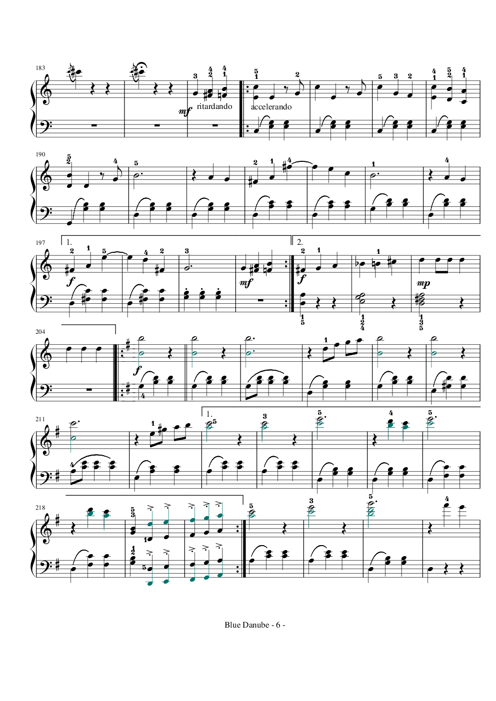 蓝色多瑙河-完整(简化)版-带指法(已删除)