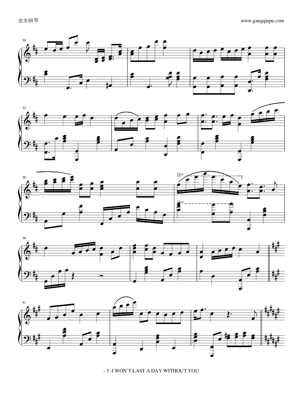i wont last a day without you钢琴谱-破云ぁ胧月-虫虫乐谱