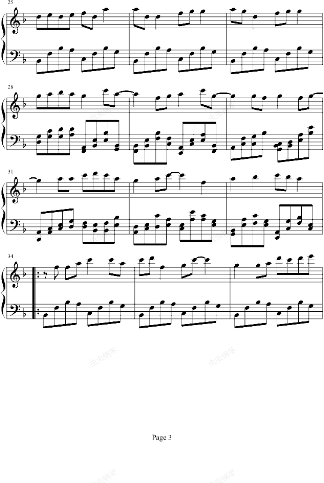 小桥流水,小桥流水钢琴谱,小桥流水-钢琴谱,小桥流水钢琴谱大全,虫虫