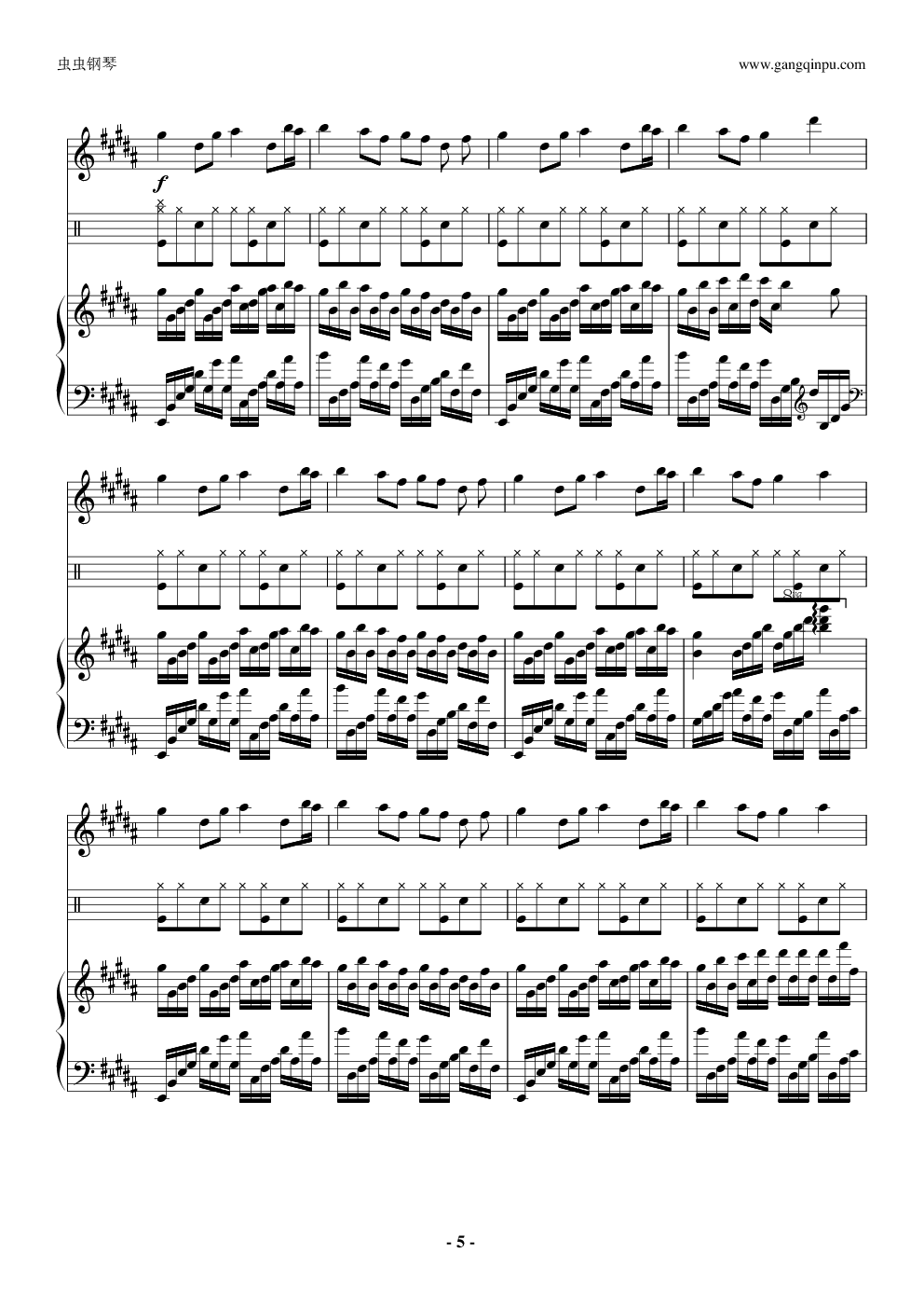 Flower dance钢琴小提琴架子鼓合奏谱（原版）