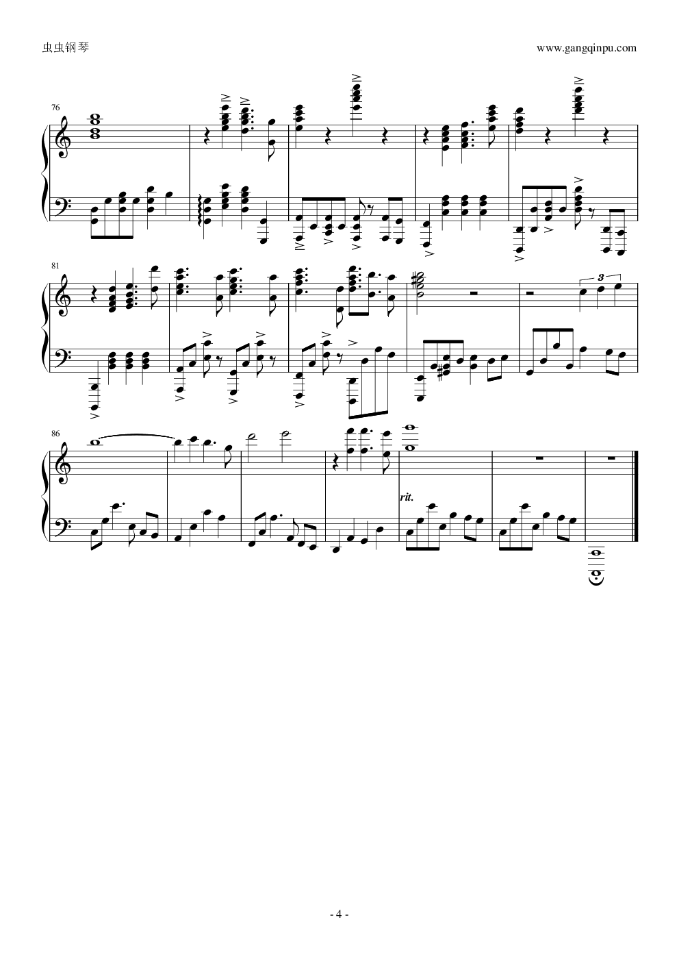 somewhere in time-似曾相识钢琴谱-c调-虫虫乐谱