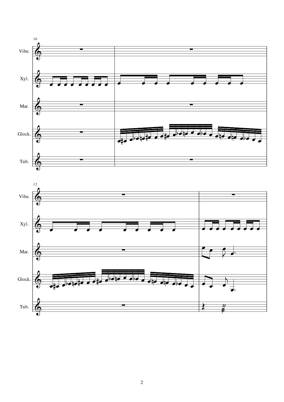 打击乐爵士五重奏——钟声（练习曲）