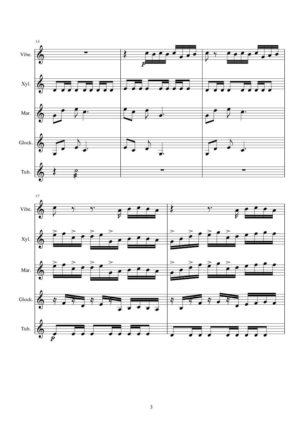 打击乐爵士五重奏——钟声（练习曲）