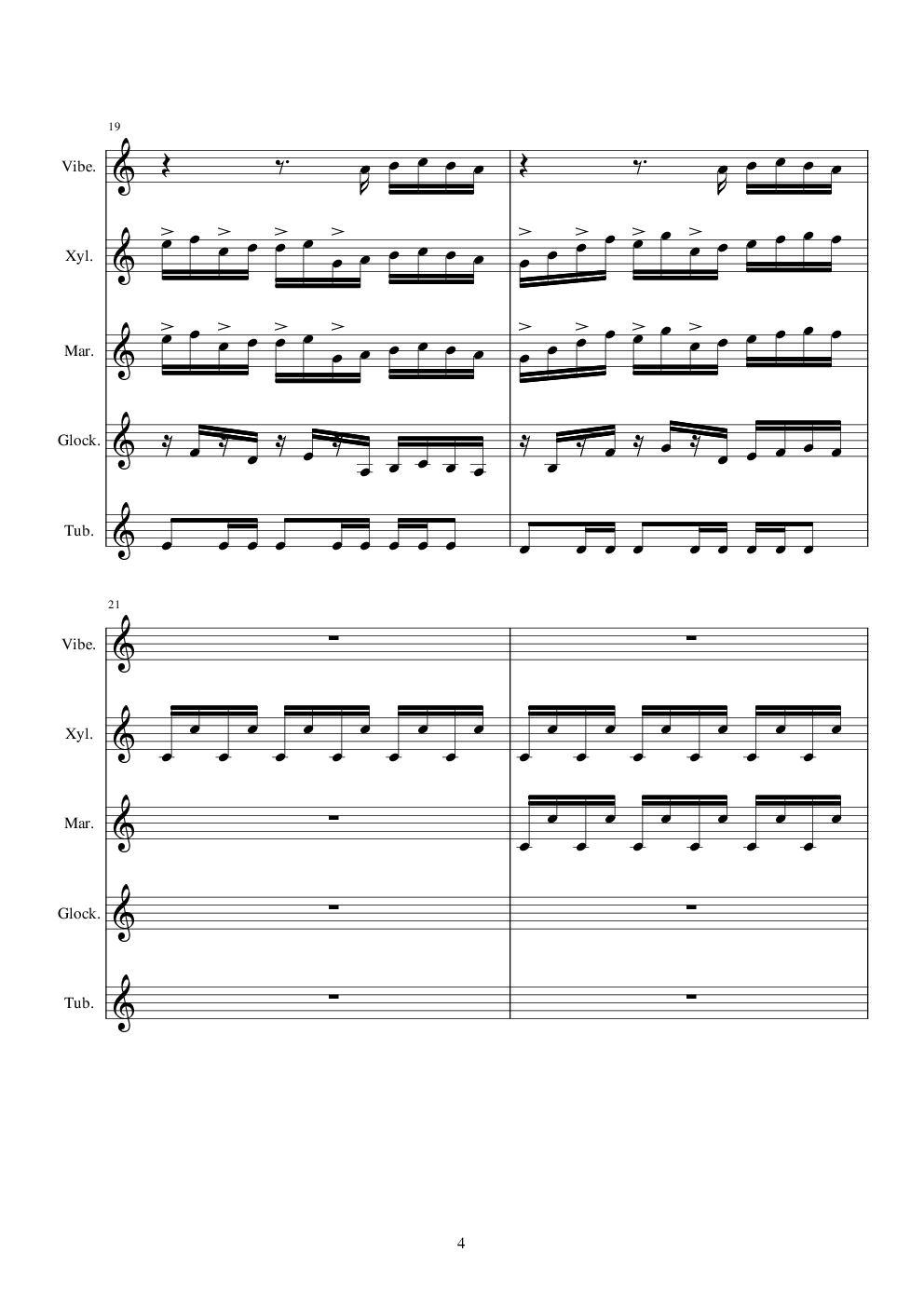 打击乐爵士五重奏——钟声（练习曲）