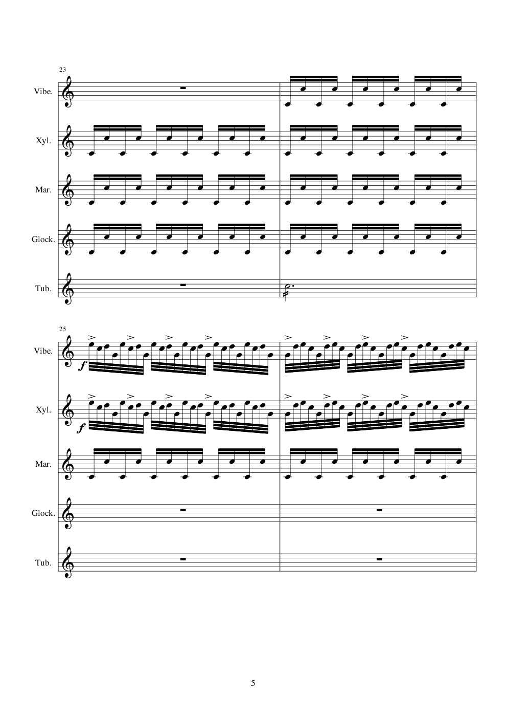 打击乐爵士五重奏——钟声（练习曲）