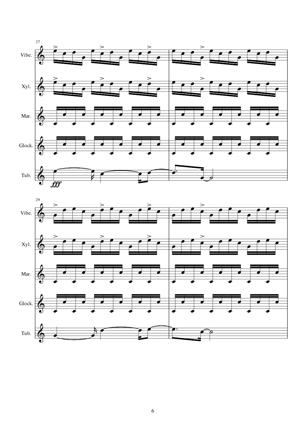 打击乐爵士五重奏——钟声（练习曲）