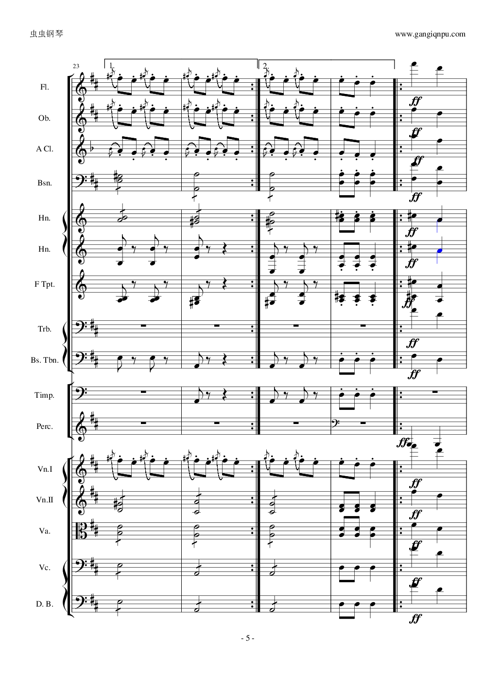 天堂与地狱序曲原版扒谱