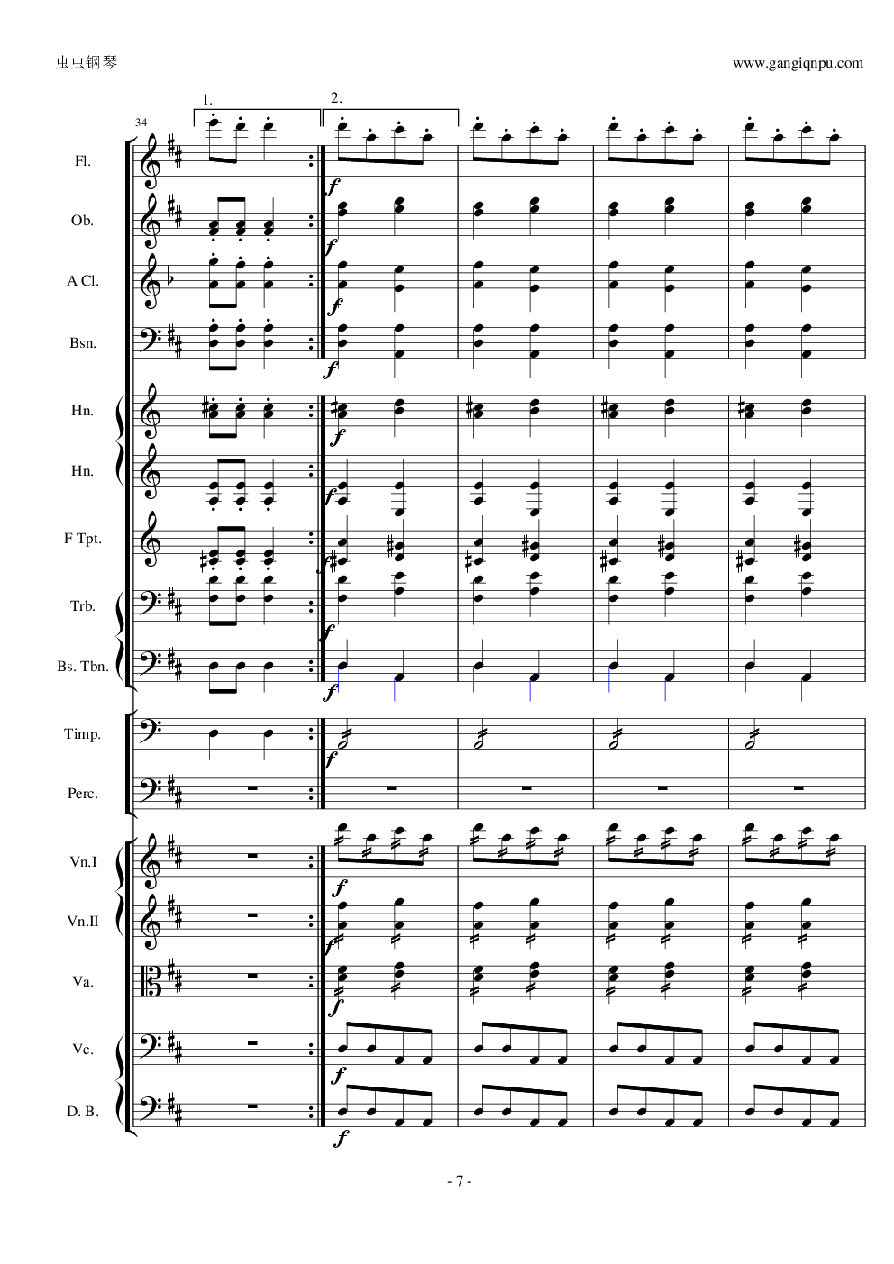 天堂与地狱序曲原版扒谱